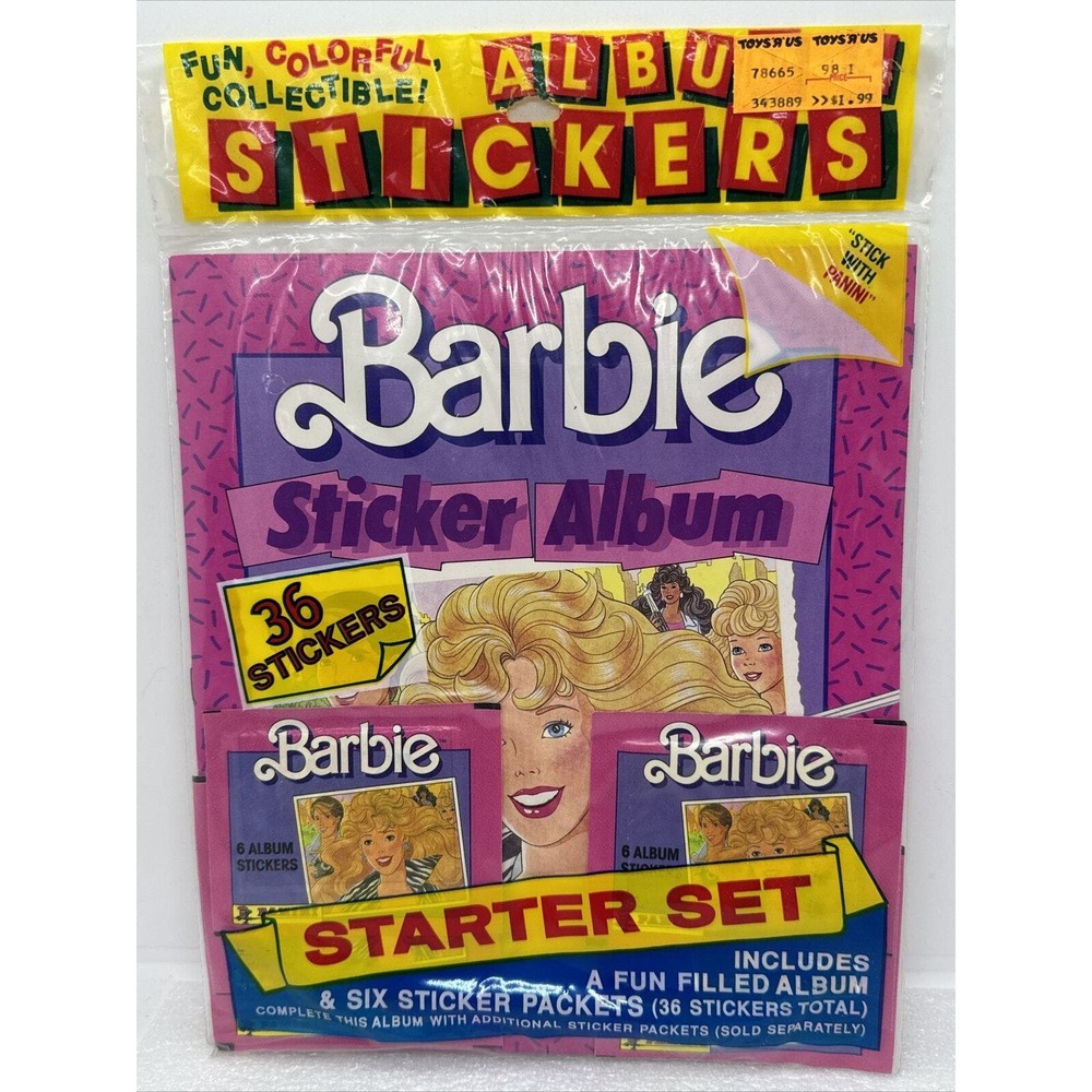 Vintage 1980s Panini Barbie Starter Sticker Set SEALED 6 Sticker Packets ToysRUs